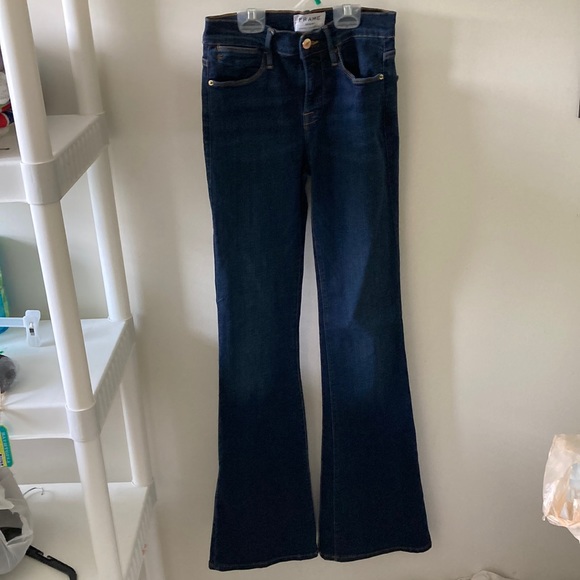 Frame Denim London/Los Angeles Blue Denim Le High Flare Stretch Jeans Sz 26 - Picture 1 of 7